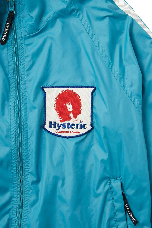 HYSTERIC GLAMOUR ヒステリックグラマー / HYSTERIC GLAMOUR ヒステリックグラマー 01241AB05 GLAMOUR  POWERワッペン スタンドカラーブルゾン BLUE 正規通販 レディース /モロトフカクテル ヒステリックグラマー 正規通販