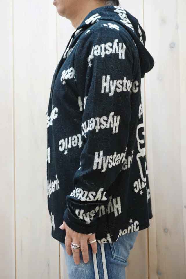 HYSTERIC GLAMOUR ヒステリックグラマー / HYSTERIC GLAMOUR ヒステリックグラマー 02241CF04 SLANTED  LOGO柄 パーカー BLACK 正規通販 メンズ /モロトフカクテル ヒステリックグラマー 正規通販