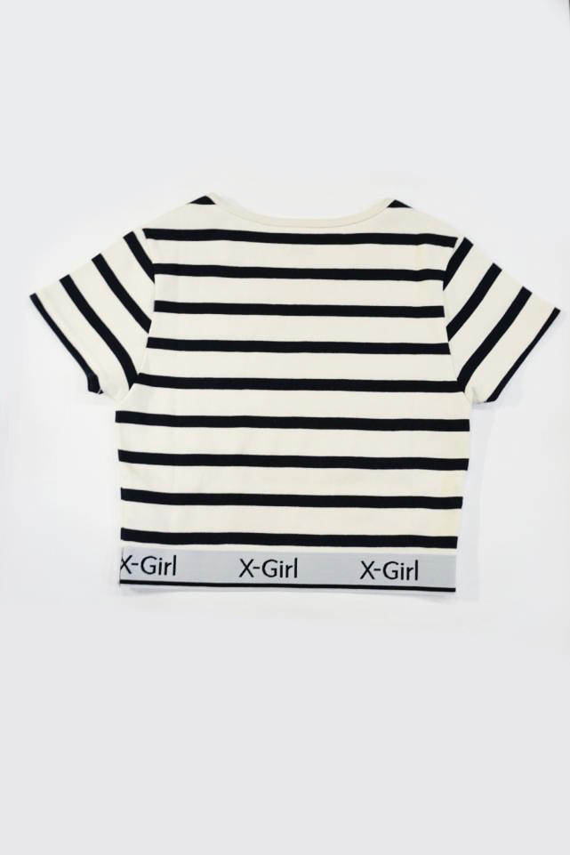 X-girl エックスガール / X-girl エックスガール 105242013025 LOGO AND STRIPE CROPPED S/S  TOP クロップド丈Tシャツ MULTI 正規通販 レディース /モロトフカクテル ヒステリックグラマー 正規通販