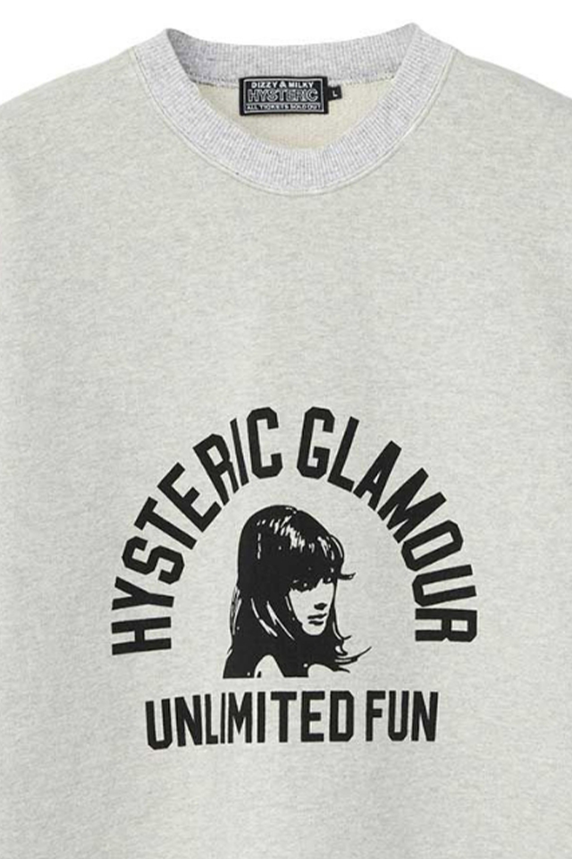 HYSTERIC GLAMOUR ヒステリックグラマー 02243CS01 UNLIMITED FUN スウェット TOP GRAY 正規通販 メンズ