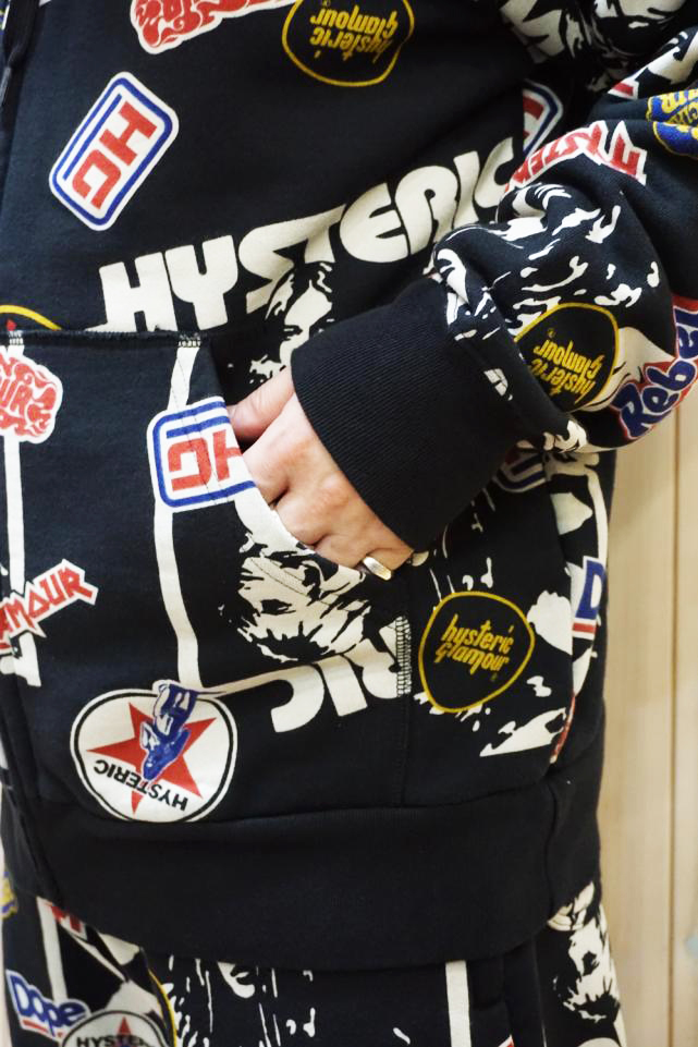 HYSTERIC GLAMOUR ヒステリックグラマー / HYSTERIC GLAMOUR ヒステリックグラマー 02243CF01 4GIRLS柄  パーカー BLACK 正規通販 メンズ /モロトフカクテル ヒステリックグラマー 正規通販