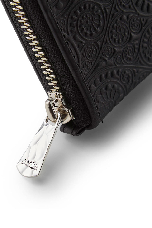 GARNI ガルニ GL16014 Vine Pattern Zip Long Wallet BLACK 財布 