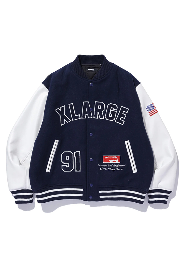 XLARGE エクストララージ 101244021005 OG LOGO VARSITY JACKET スタジャン NAVY 正規通販 メンズ  レディース