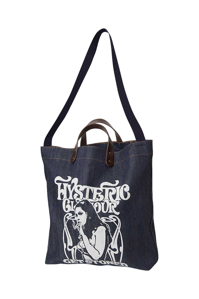 HYSTERIC GLAMOUR ヒステリックグラマー / HYSTERIC GLAMOUR ヒステリックグラマー 02243QB01 SMOKING  GIRL デニムトートバッグ LIGHT INDIGO BLUE 正規通販 レディース メンズ /モロトフカクテル ヒステリックグラマー 正規通販