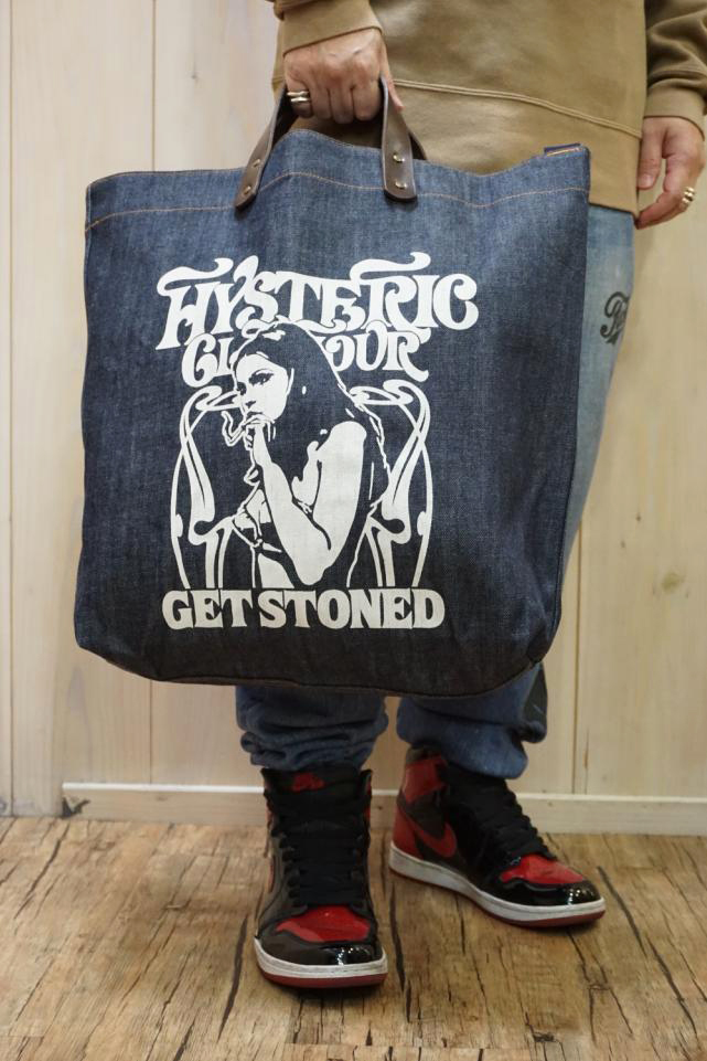 HYSTERIC GLAMOUR ヒステリックグラマー / HYSTERIC GLAMOUR ヒステリックグラマー 02243QB01 SMOKING  GIRL デニムトートバッグ LIGHT INDIGO BLUE 正規通販 レディース メンズ /モロトフカクテル ヒステリックグラマー 正規通販