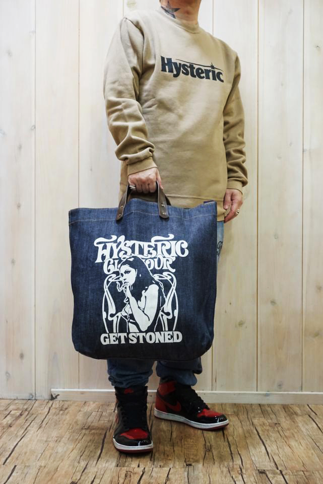 HYSTERIC GLAMOUR ヒステリックグラマー / HYSTERIC GLAMOUR ヒステリックグラマー 02243QB01 SMOKING  GIRL デニムトートバッグ LIGHT INDIGO BLUE 正規通販 レディース メンズ /モロトフカクテル ヒステリックグラマー 正規通販