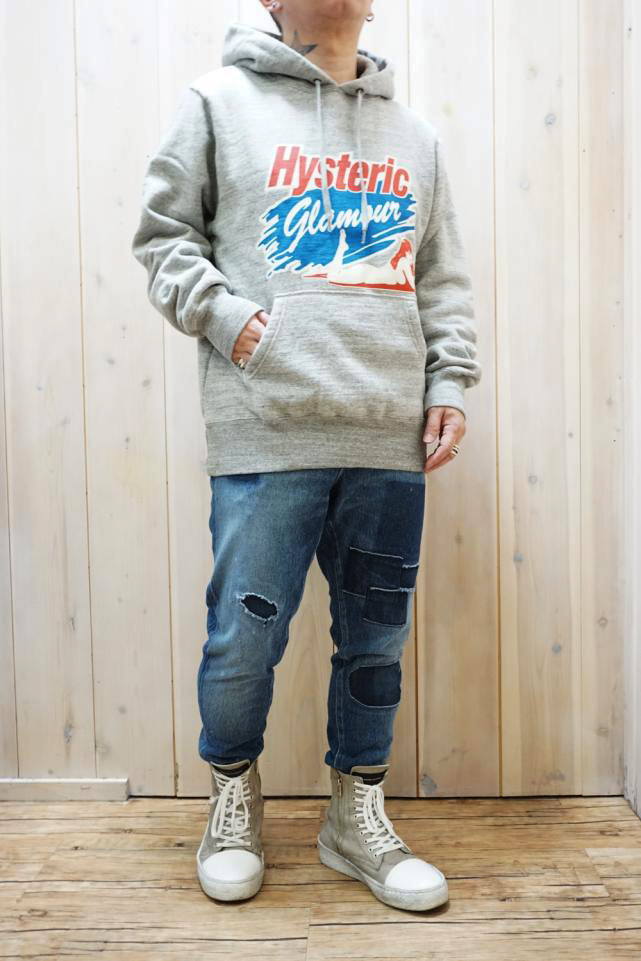 HYSTERIC GLAMOUR ヒステリックグラマー / HYSTERIC GLAMOUR ヒステリックグラマー 02233CF07 SPLASH  パーカー TOP GRAY 正規通販 メンズ /モロトフカクテル ヒステリックグラマー 正規通販