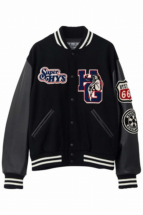 HYSTERIC GLAMOUR ヒステリックグラマー】02233AB05 MOTOR CITY FEVER スタジャン BLACK そしてANNA  /モロトフカクテル ヒステリックグラマー 正規通販