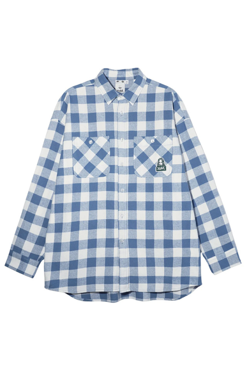 X-girl エックスガール 105243014002 FACE PLAID L/S SHIRT 長袖シャツ BLUE 正規通販 レディース