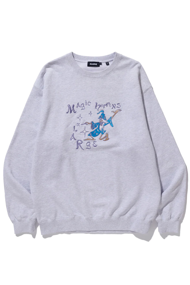 XLARGE エクストララージ 101234012018 MAGIC HAPPENS CREWNECK SWEATSHIRT XLARGE クルーネックスウェット ASH 正規通販 メンズ レディース