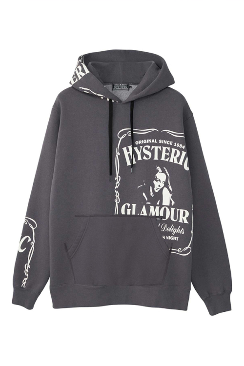 HYSTERIC GLAMOUR ヒステリックグラマー 02243CF04 HYS WHISKY パーカー CHACOAL 正規通販 レディース メンズ