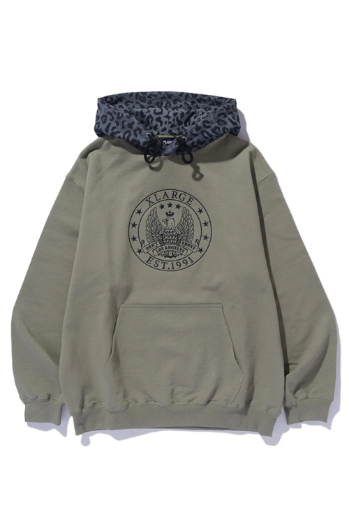 XLARGE エクストララージ 101243012018 PATTERN BLOCKED HOODED SWEATSHIRT パーカー OLIVE 正規通販 メンズ レディース