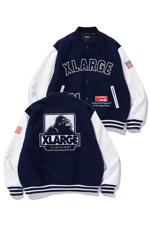 XLARGE エクストララージ 101244021005 OG LOGO VARSITY JACKET スタジャン NAVY 正規通販 メンズ レディース