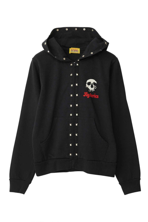 HYSTERIC GLAMOUR ヒステリックグラマー 01251CF01 SKULL BERRY ショート丈パーカー BLACK 正規通販 レディース