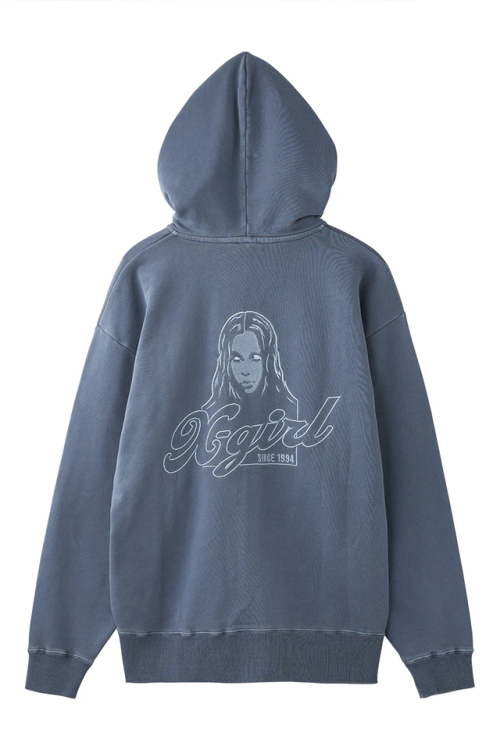 X-girl エックスガール 105244012028 FACE PIGMENT DYED ZIP UP SWEAT HOODIE ジップパーカー NAVY 正規通販 レディース