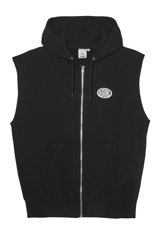 X-girl エックスガール 105243021004 OVAL LOGO ZIP UP SWEAT VEST ジップアップスウェットベスト BLACK 正規通販 レディース