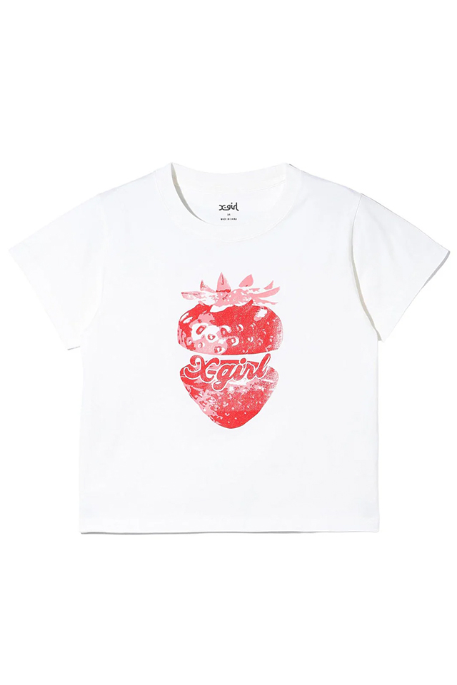 X-girl エックスガール 105242011009 STRAWBERRY S/S BABY TEE ベビーTシャツ WHITE 正規通販 レディース