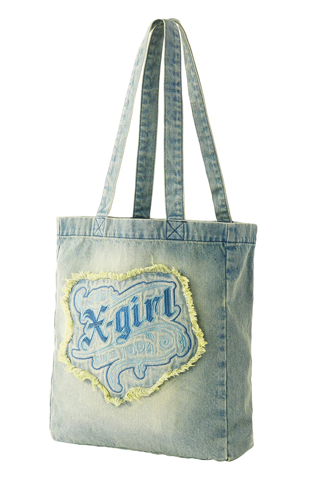 X-girl エックスガール 105251053005 FADED LOGO PATCH DENIM TOTE BAG デニムトートバッグ LtINDIGO 正規通販 レディース