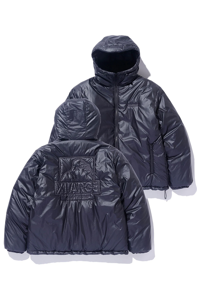 XLARGE エクストララージ 101244021004 QUILTING LOGO HOODED PUFFER JACKET ナイロンフーデッドパファージャケット BLACK 正規通販 メンズ レディース