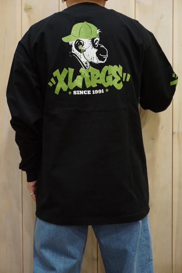 XLARGE エクストララージ 101221011005 TAGGING LOGO L/S TEE XLARGE ロングスリーブTシャツ BLACK 正規通販 メンズ レディース