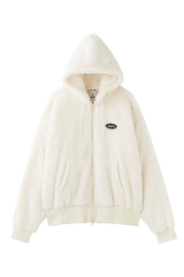 X-girl エックスガール 105244012031 FLUFFY ZIP UP HOODIE ジップパーカー WHITE 正規通販 レディース