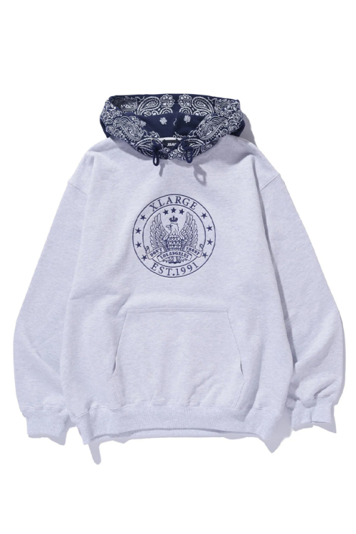 XLARGE エクストララージ 101243012018 PATTERN BLOCKED HOODED SWEATSHIRT パーカー ASH 正規通販 メンズ レディース