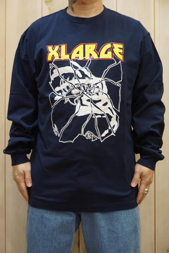 XLARGE エクストララージ 101221011012 ROCK AND ROLL L/S TEE XLARGE ロングスリーブTシャツ NAVY 正規通販 メンズ レディース