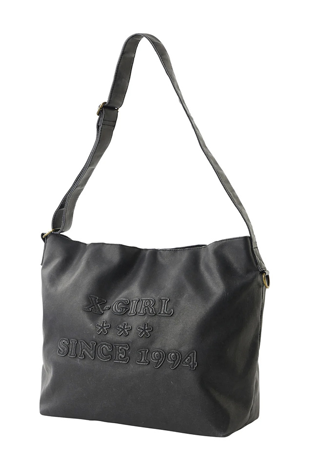 X-girl エックスガール 105244053001 PATCHED LOGO FAUX LEATHER SHOULDER BAG ショルダーバッグ BLACK 正規通販 レディース