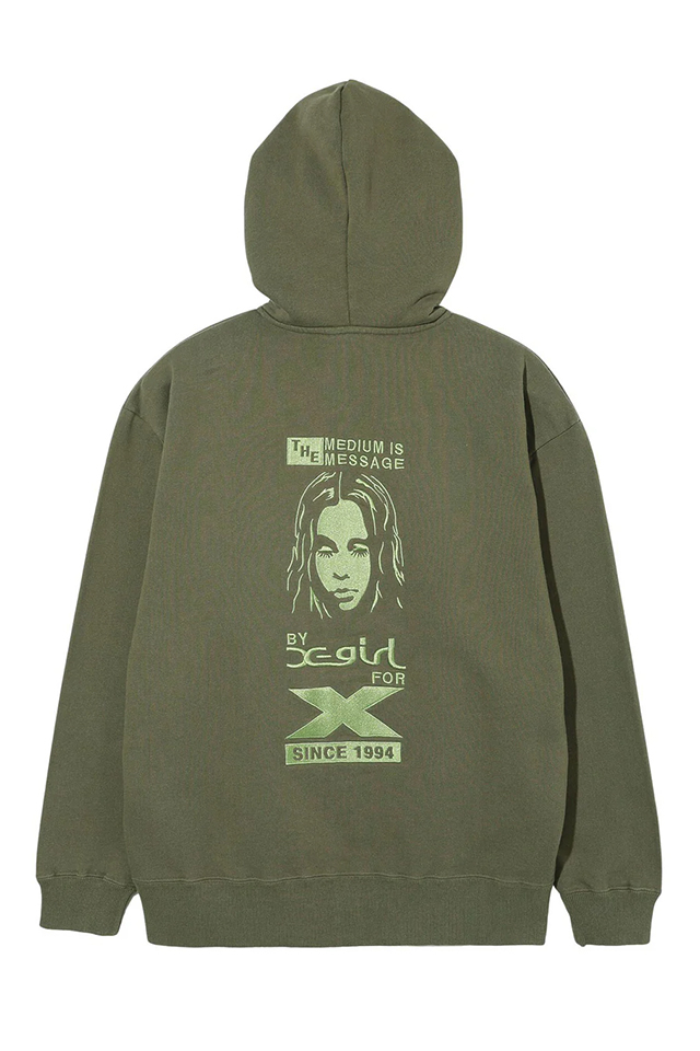 X-girl エックスガール 105243012012 BY X-GIRL FOR X ZIP UP SWEAT HOODIE スウェットパーカー OLIVE 正規通販 レディース