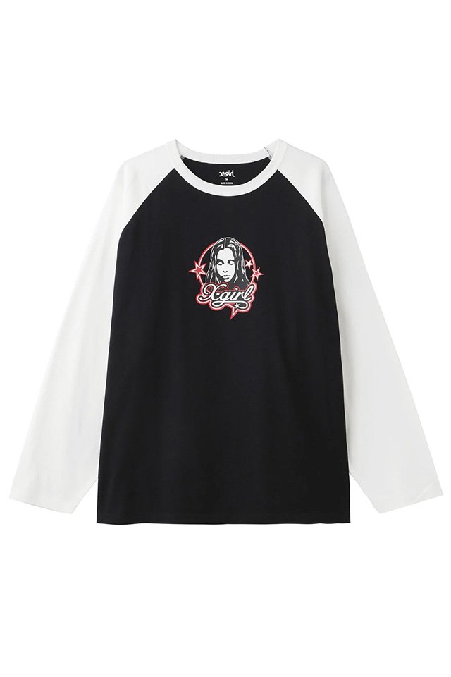 X-girl エックスガール 105244011003 FACE AND STARS B/B BIG TEE ビッグTシャツ BLACK 正規通販 レディース