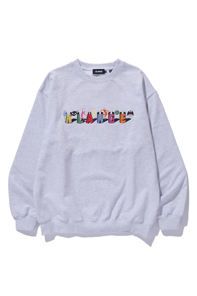 XLARGE エクストララージ / XLARGE エクストララージ 101244012002 ODD MOTIFS CREWNECK  SWEATSHIRT クルーネックスウェット ASH 正規通販 メンズ レディース /モロトフカクテル ヒステリックグラマー 正規通販