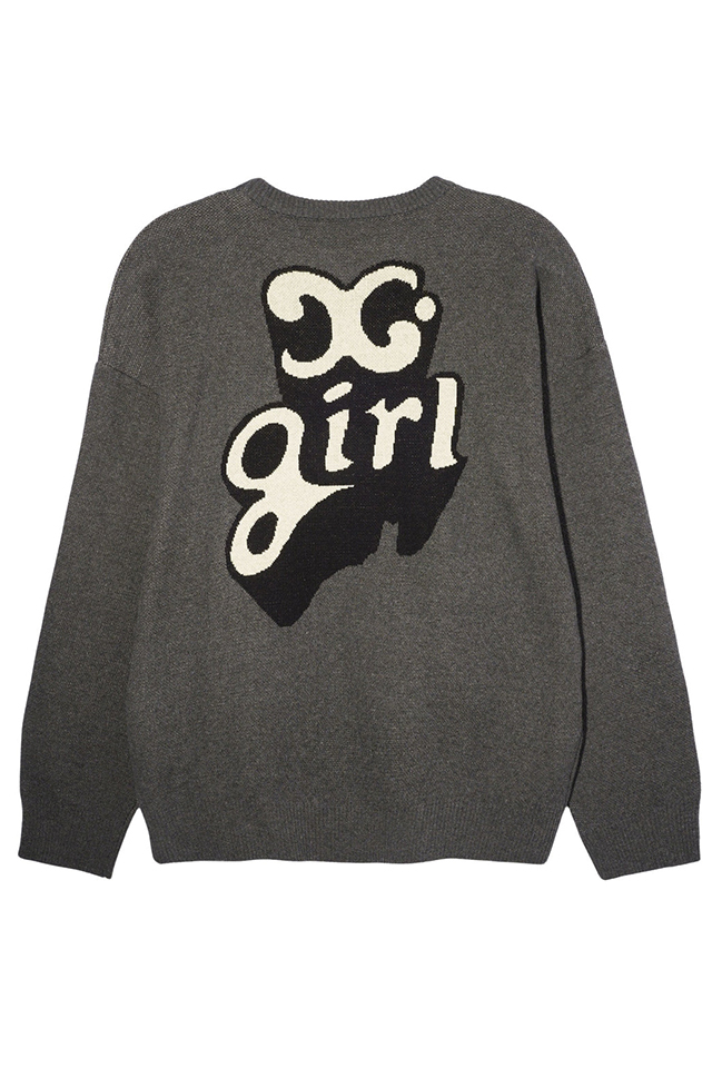 X-girl エックスガール 105243015003 POP LOGO JACQUARD KNIT TOP ジャガードニット CHACOAL 正規通販 レディース