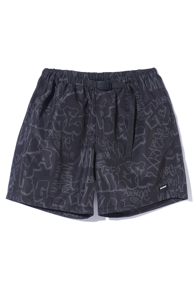 XLARGE エクストララージ 101242031016 GRAFFITI EASY SHORT PANTS イージーショートパンツ BLACK 正規通販 メンズ レディース