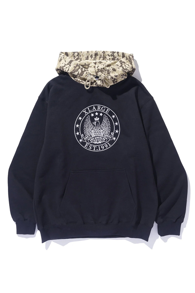 XLARGE エクストララージ 101243012018 PATTERN BLOCKED HOODED SWEATSHIRT パーカー BLACK 正規通販 メンズ レディース