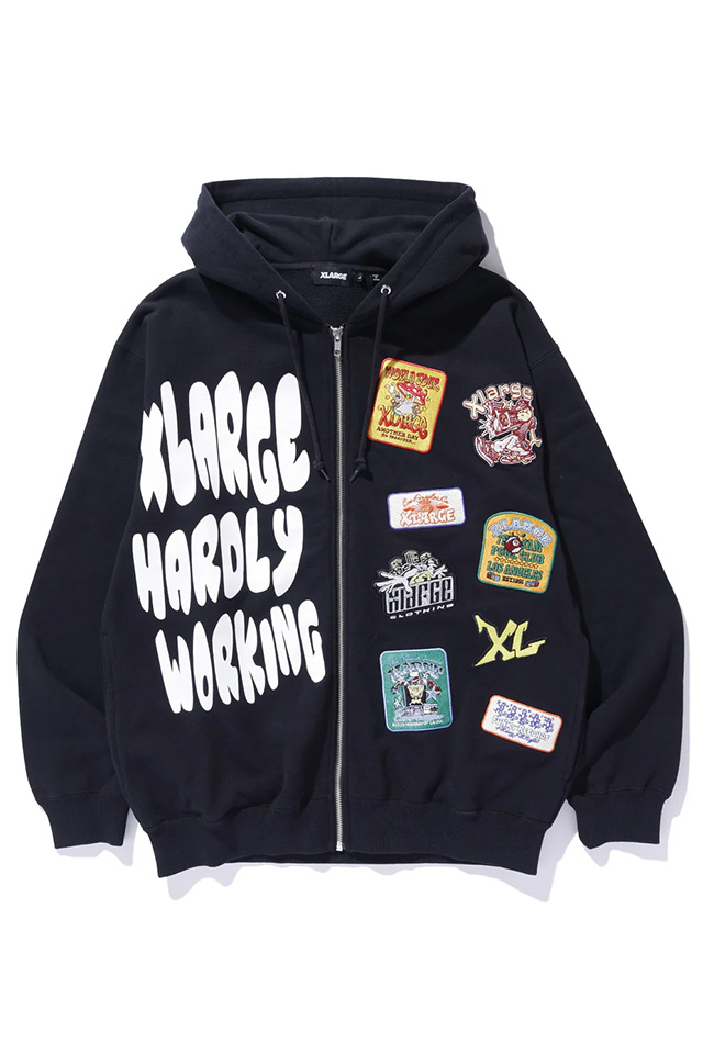 XLARGE エクストララージ / XLARGE エクストララージ 101244012003 MULTI LOGO ZIP UP HOODED  SWEATSHIRT ジップパーカー BLACK 正規通販 メンズ レディース /モロトフカクテル ヒステリックグラマー 正規通販