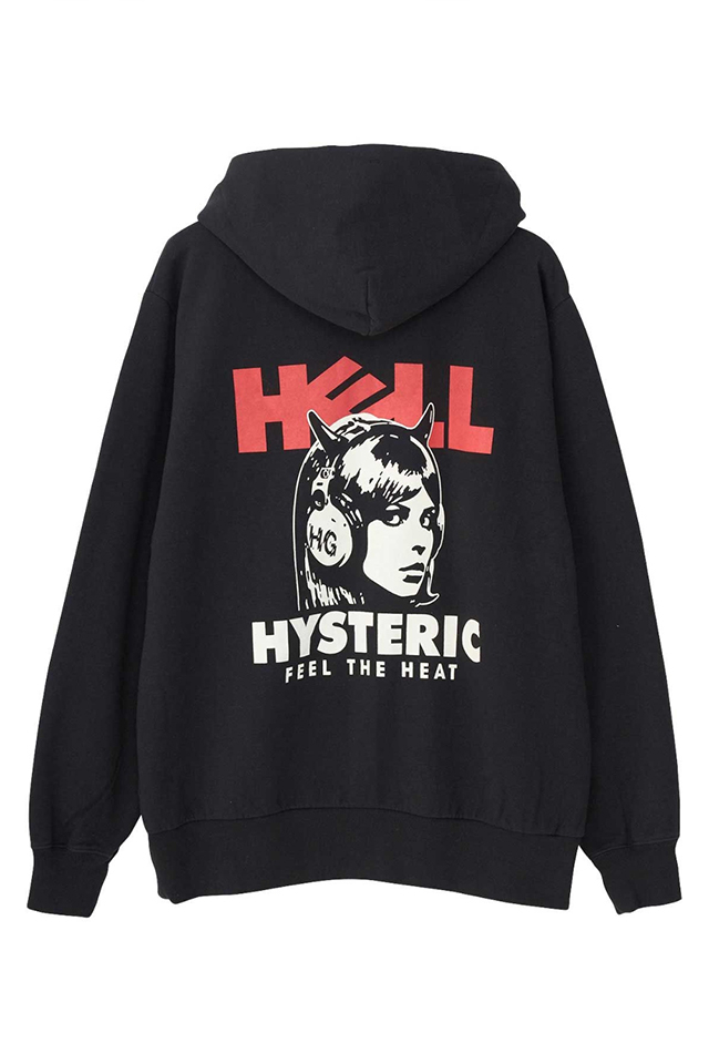 HYSTERIC GLAMOUR ヒステリックグラマー / HYSTERIC GLAMOUR ヒステリックグラマー 02243CF06 HELL GIRL  パーカー BLACK 正規通販 メンズ /モロトフカクテル ヒステリックグラマー 正規通販