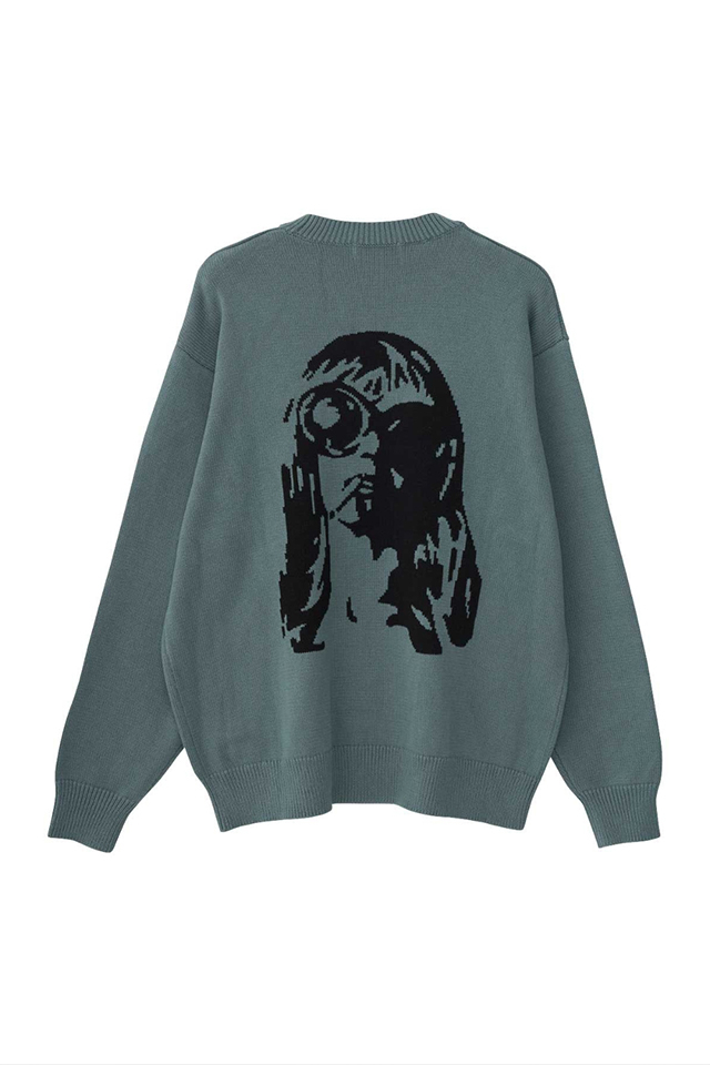 HYSTERIC GLAMOUR ヒステリックグラマー 02243NS04 THE BAD GIRLS編込 セーター BLUE 正規通販 メンズ