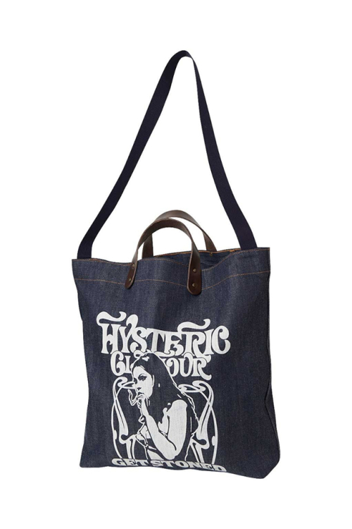 HYSTERIC GLAMOUR ヒステリックグラマー 02243QB01 SMOKING GIRL デニムトートバッグ LIGHT INDIGO BLUE 正規通販 レディース メンズ