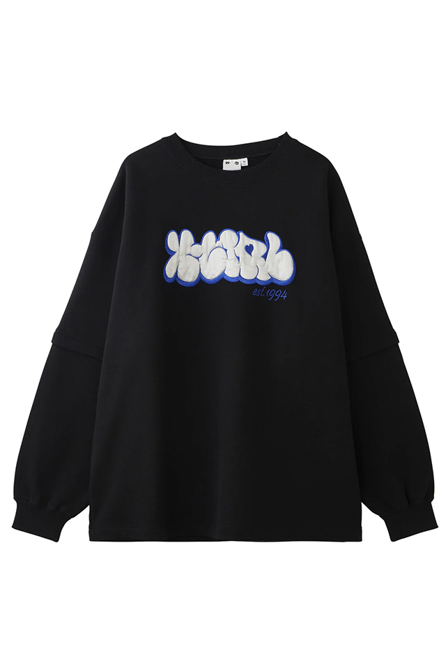 X-girl エックスガール 105244012011 PLUMP LOGO LAYERED SWEAT TOP スウェット BLACK 正規通販 レディース