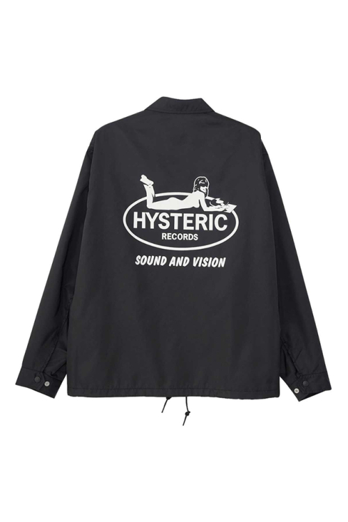 HYSTERIC GLAMOUR ヒステリックグラマー 02243AB05 HYSTERIC RECORDS コーチジャケット BLACK 正規通販 メンズ