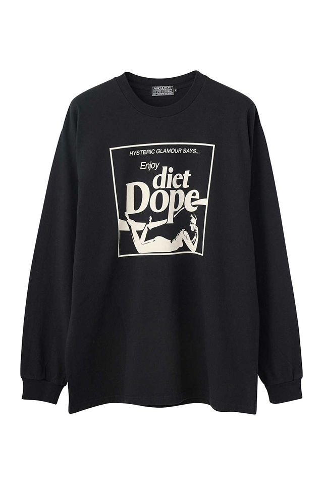 HYSTERIC GLAMOUR ヒステリックグラマー 02251CL02 DIET DOPE Tシャツ BLACK 正規通販 メンズ