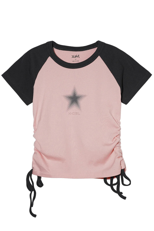 X-girl エックスガール 105242013006 DOTTED STAR S/S RAGRAN BABY TOP ベビーTシャツ PINK 正規通販 レディース