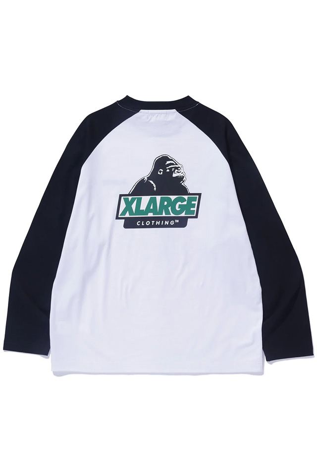 XLARGE エクストララージ 101243011020 SLANTED OG RAGLAN L/S TEE ラグランロングスリーブTシャツ BLACK 正規通販 メンズ レディース