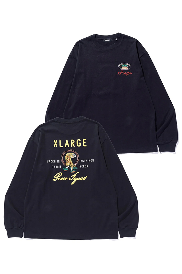 XLARGE エクストララージ 101251011004 PEACE SQUAD L/S TEE ロングスリーブTシャツ BLACK 正規通販 メンズ レディース