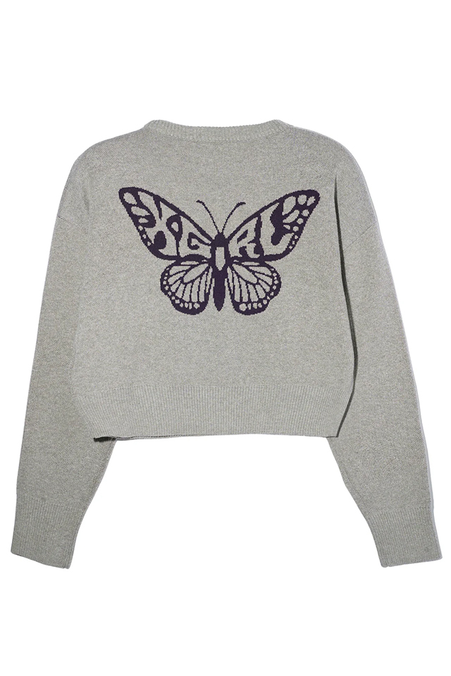 X-girl エックスガール 105243015001 BUTTERFLY COMPACT KNIT TOP コンパクトニット ASH 正規通販 レディース