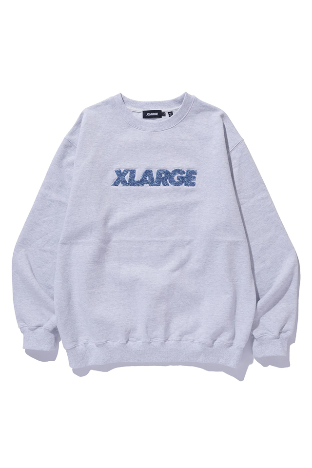 XLARGE エクストララージ 101243012009 CHENILLE STANDARD LOGO CREWNECK SWEATSHIRT クルーネックスウェット ASH 正規通販 メンズ レディース