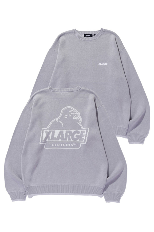 XLARGE エクストララージ 101244015003 SLANTED OG CREWNECK KNIT TOP クルーネックニット GRAY 正規通販 メンズ レディース