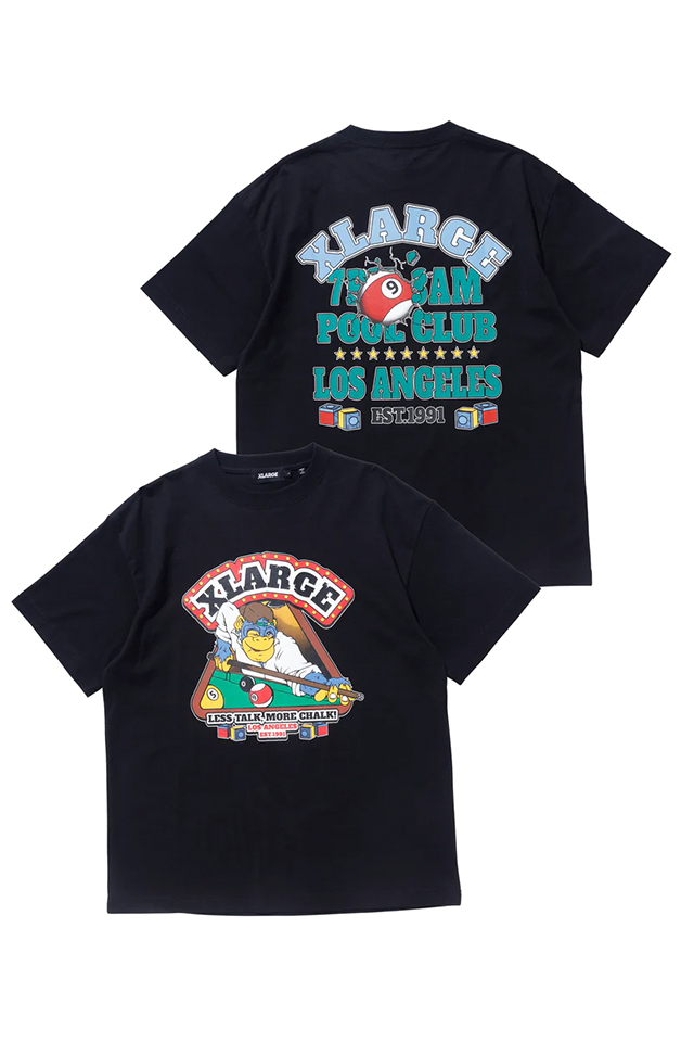 XLARGE エクストララージ 101232011027 XL POOL CLUB S/S TEE XLARGE Tシャツ BLACK 正規通販 メンズ レディース