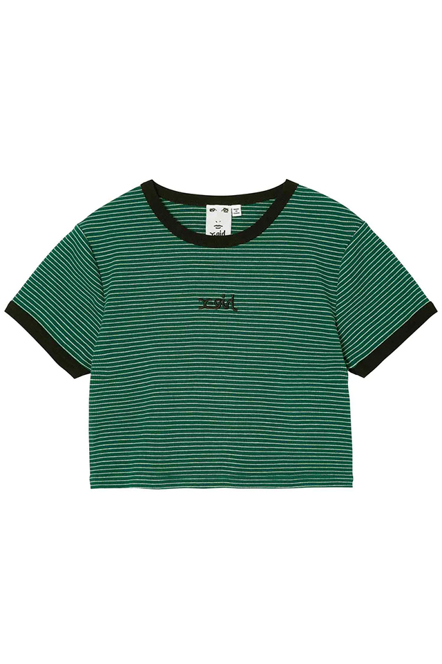 X-girl エックスガール 105232013025 MILLS LOGO S/S CROPPED TOP X-girl クロップド丈Tシャツ GREEN 正規通販 レディース