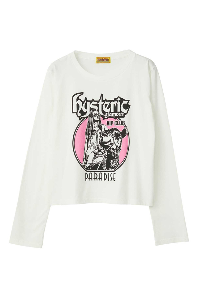 HYSTERIC GLAMOUR ヒステリックグラマー 01251CL02 HYSTERIC VIP CLUB ショート丈Tシャツ WHITE 正規通販 レディース